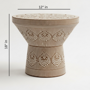 Table basse ronde artisanale en os incrusté, couleur personnalisée, motif mandala décoratif, table d'appoint pour entrée et chambre à coucher, vente en gros - Product Image 2