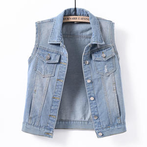 New Men's Cotton Breathable Hooded Sleeveless Denim Vest <b>Jacket</b> OEM Service Autumn Solid Casual Black Street <b>Punk</b> Style - Product Image 4