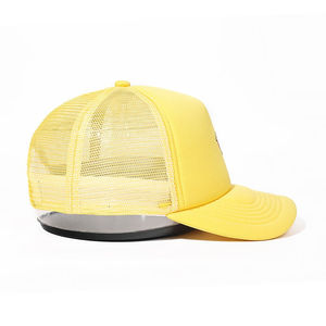 Gorras Trucker Personalizables de 5 Paneles al por Mayor, Gorra de Béisbol con Malla, Cierre a Presión, Espuma, Color Amarillo Sólido, para Uso en Exteriores - Product Image 2