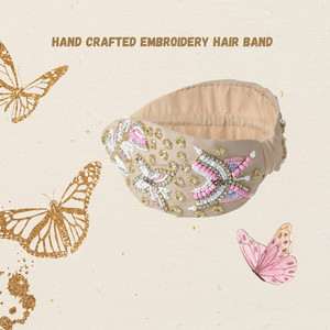 Bandeaux en tissu brodés à la main pour enfants avec accents perlés faits à la main, doux, confortables, légers et durables - Product Image 2