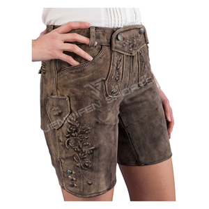 Nuevos pantalones cortos de cuero de vaca estilo Lederhosen, trajes bávaros para mujer, bordados personalizados, estilo alemán, patrón sólido, piel de vaca - Product Image 4