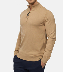 Sudadera de invierno para hombre, bordada, 100% algodón, forro polar, con cremallera de un cuarto, oversize, color liso, gruesa y cálida - Product Image 4