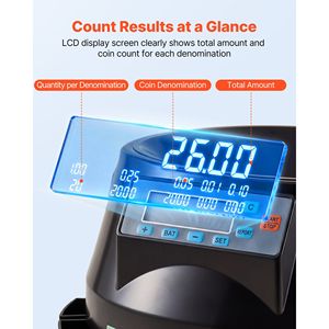 Compteur de pièces en plastique 5 coupures de monnaie, trieuse précise, capacité de 225 pièces/min, pour devises étrangères (USD) - Product Image 5