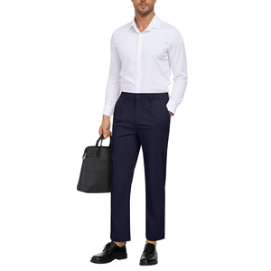 Men's <b>Navy</b> Blue Golf Pants Solid Color Breathable <b>Stretch</b> Casual <b>Trousers</b> Button Fly Fit - Product Image 2