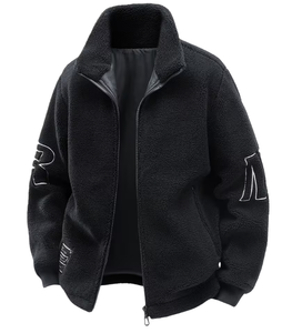 Unisex Sherpa Fleece Jacket Zip Up Streetwear Warm Polar Fleece <b>Coat</b> Custom Embroidery Logo - Product Image 4