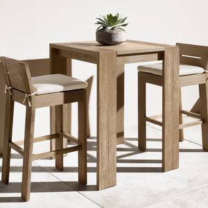 Taburete de Bar Moderno y Minimalista para Exteriores, de Madera de Teca Sólida, Resistente a los Rayos UV, con Cojín, Altura de Barra, Premium, para Patio, Hogar, Bar, Hotel - Product Image 6