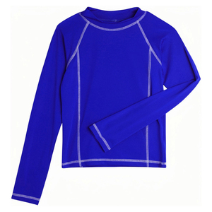 Haut de sport unisexe bleu roi à manches longues, protection UV UPF50+, écologique, séchage rapide, respirant, antibactérien, en polyester, teint uni - Product Image 1