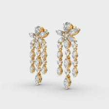 ต่างหูเพชรทรงลูกแพร์และทรงมาร์คีส์ 6 กะรัต ทอง 14K: เครื่องประดับเจ้าสาวลายดอกไม้ - Product Image 4