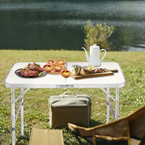 Tavolo Pieghevole in Lega di Alluminio 90 X 60 X 70cm per Uso Domestico, Tavolo Quadrato Bianco per Esterni, Camera da Letto, Campeggio, Picnic, Cucina - Product Image 3