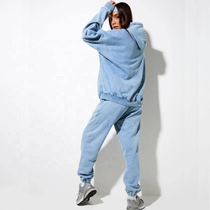 Ensemble de survêtement délavé à l'acide pour femme, comprenant un sweat à capuche court et un pantalon de jogging taille haute, tenue deux pièces, streetwear et vêtements de sport pour femme - Product Image 4