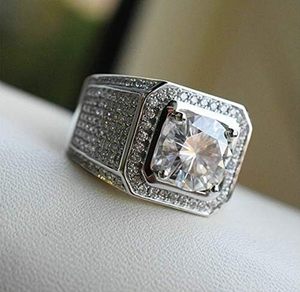 Bague de luxe Hip Hop en moissanite pour homme, en argent sterling S925, sertie de diamants, style cluster, pour mariage, fiançailles, bijou statement - Product Image 4