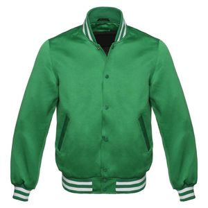 College Blank Embroidery Silk Bulk Wholesale Custom <b>Mens</b> Varsity Baseball Bomber Satin Jacket - Product Image 1