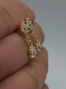 Boucles d'oreilles pendantes en or 14 carats avec diamants de laboratoire en grappe de 0,56 ct, motif étoile florale, pour femme, bijoux minimalistes élégants pour soirée - Product Image 5