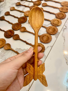 Wooden Butterfly <b>Spoon</b> OEM Supplier Vietnam Natural Wood Material For Cooking <b>Serving</b> Kitchen Tool Engraved Logo Supply - Product Image 5
