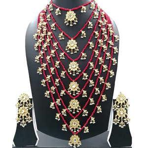 Indian Stylish Layered Pearl Rani Haar Long Kundan Necklace Zircon Alloy Jewellery Set Wedding Engagement Party Gift Hiphop Gold - Product Image 1