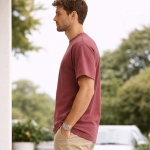 T-shirt en coton tricoté délavé vintage pour homme, teinture pigmentaire, tee-shirt uni, sportif, décontracté, respirant, séchage rapide, haut d'été - Product Image 5