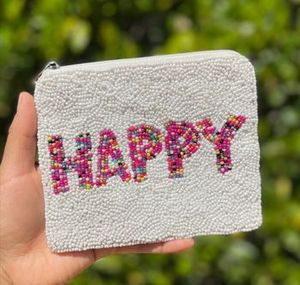 Beaded <b>Coin</b> <b>Purse</b> Patriotic Flag Design Zipper Closure Handmade Mini Unisex - Product Image 3