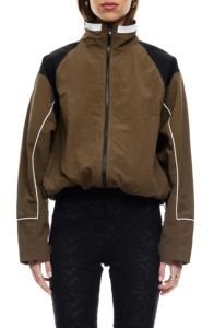 Blouson à capuche marron avec fermeture éclair, coupe-vent en polyester tissé, idéal pour l'automne - Product Image 4