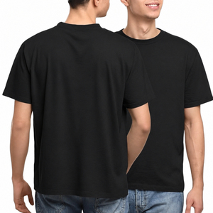 T-shirt décontracté pour homme, bleu royal, uni, manches courtes, col rond, coupe ajustée, tricoté, 100% coton jersey, logo sur le devant - Product Image 3