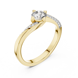 Classic Round Brilliant Lab Grown Diamond DEF VVS 14K 18K Solid Gold Bypass Pave Bridal Wedding <b>Ring</b> Fine Jewelry For Women OEM - Product Image 4