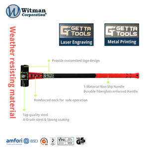 16LB Industrial Grade Sledge <b>Hammer</b> Grade-A Steel Head Reinforced Neck Impact Absorption Demolition Stake Driving Fiberglass - Product Image 3