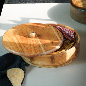 Olla de Madera para Roti, Diseño Artístico, de Madera de Acacia, Duradera y Ecológica, con Tapa, para Cocina - Product Image 2