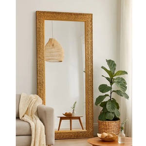 Rectangular Wooden Wall <b>Mirror</b> with Carved Frame Shabby Chic Design Handmade Decorative Glass <b>Mirror</b> for Entryway or Bedroom - Product Image 6