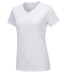 เสื้อยืดผ้าฝ้ายโมดอลสำหรับผู้หญิง คอวี แขนสั้นอเนกประสงค์ แขนห้าส่วน - Product Image 2