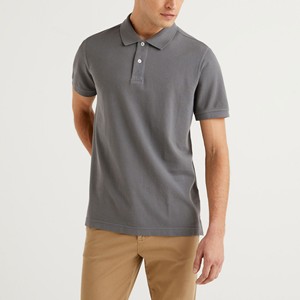 Polo homme tendance 2026, couleur unie, manches courtes, coton piqué, coupe classique, style décontracté, gris, boutons, respirant - Product Image 3
