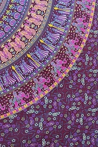 Tapiz Bohemio Mandala Artesanal Premium |   Tapiz Indio Psicodélico Hippie con Diseño Floral Intrincado de 84x90 Pulgadas - Product Image 2