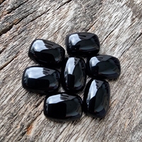Pierre précieuse rectangulaire en onyx noir AAA, cabochon à dos plat, pierres minérales polies pour la fabrication de bijoux