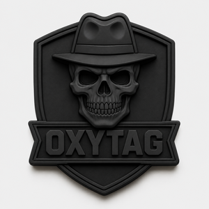 Patch en PVC Oxytag, motif crâne avec chapeau, à coudre, design en relief, noir, prix de gros, personnalisable OEM, meilleur patch en PVC, prix abordable - Product Image 2