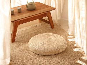 Cojín de Piso Redondo de Jacinto de Agua Natural de Vietnam, Tejido a Mano, para Yoga Zen, Tatami, Asiento - Product Image 4
