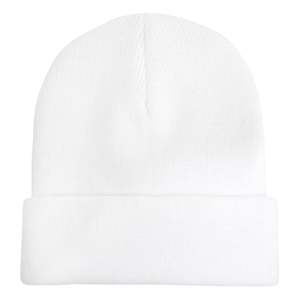 Gorros de punto acanalados con diseño de letras y parche de logotipo personalizado al por mayor, gorros de calavera con dobladillo de tela de algodón duradera, accesorios de invierno con lazos de puntos - Product Image 4