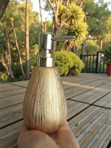 Modern Gold <b>Glitter</b> Lotion Dispenser <b>Pump</b> Bottle Suitable For Bathroom Wash Basin And Vanity Countertop Styling From India - Product Image 2
