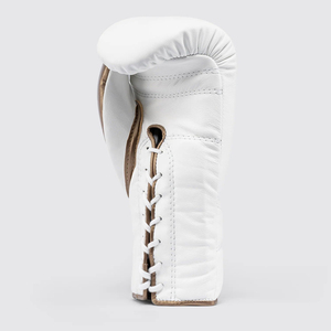 Genuine Leather Fly <b>White</b> Gold Boxing Gloves <b>Lace</b>-up Handmade Padding Oem Fly Sparring Gloves Professional Fight Gym Gloves - Product Image 4
