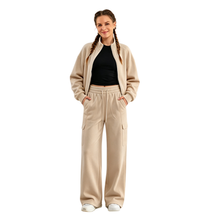 Conjunto de Sudadera y Pantalones Deportivos de Forro Polar para Mujer, Corte Holgado, Marca Privada, Moda Casual, Fabricante y Proveedor de Ropa al por Mayor - Product Image 1