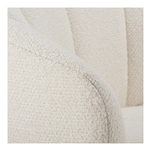 Fauteuil d'appoint capitonné de luxe moderne, fauteuil de salon rembourré en tissu crème avec pieds en bois - Product Image 4