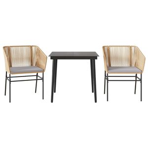 Set da pranzo da giardino marrone e nero, 2 posti, struttura in acciaio, resistente alle intemperie, design contemporaneo - Product Image 2