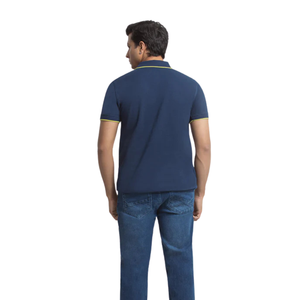 Polo en coton bleu pour homme, manches courtes, coupe classique, décontracté, respirant, pour le golf, le bureau, l'été, usage quotidien, vêtement de qualité supérieure - Product Image 2