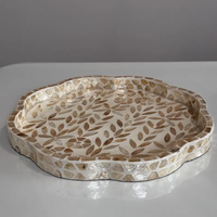 PERFECT ENTERPRISES Plateau de luxe classique fait main en mosaïque de coquillages, style Art Déco vintage 1980, avec incrustation de nacre, décoration côtière espagnole