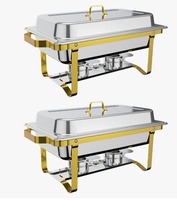 Set Prasmanan Piring Stainless Steel Premium dengan Penghangat Makanan, Set Katering 2 Buah, Aman untuk Mesin Cuci Piring, Merek PHC, Harga Murah