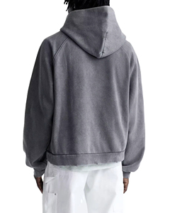 เสื้อฮู้ดดี้ผู้ชายทรงโอเวอร์ไซส์ สีเทาเข้ม ผ้าฝ้าย 100% ทรงลำลอง ความยาวปกติ ผ้าเฟรนช์เทอร์รี่ถัก - Product Image 3