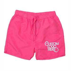 กางเกงขาสั้นไนลอนสีชมพูสดใสคุณภาพสูงพิมพ์โลโก้ได้ตามต้องการสำหรับผู้ชาย / กางเกงกีฬาขายส่งผ้าโพลีเอสเตอร์ 100% ความยาวขาใน 5.5 นิ้ว - Product Image 1