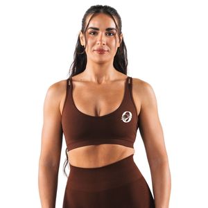 Brown Women's Seamless Strappy Sports Bra Soft <b>Support</b> Performance Workout <b>Crop</b> <b>Top</b> for Training Yoga Gym Running Fitness - Product Image 1