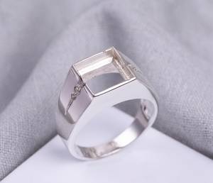 925 Sterling Silver 7mm Square Cut Blank Ring Setting Semi Mount 4 Prong Pre Notched Gemstone DIY Jewelry Making - Product Image 1
