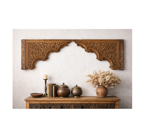 Panel de arco de madera tallado a mano antiguo, marco de puerta indio vintage, decoración de pared, acento arquitectónico rústico. - Product Image 1