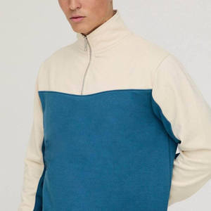 Sudadera de Hombre de Alta Calidad, Cuello Alto con Cierre de Cremallera, Corte Regular, Color Azul Básico, Diseño Color Block, Personalizable, Mezcla de Algodón - Product Image 6