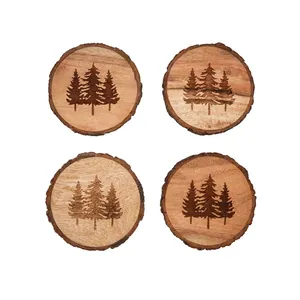 Posavasos Redondos de Madera Ecológicos con Superficie de Corcho, Diseño Moderno, 300/350 mm de Diámetro, 5 mm de Grosor, para Protección de Bebidas en la Mesa - Product Image 4