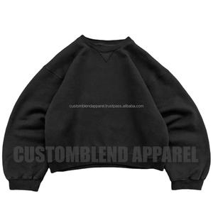 2025 nouveau Design 100% coton Super doux surdimensionné col rond à capuche Relax-Fit sweat hommes multicolore recadrée goutte Design haut - Product Image 5